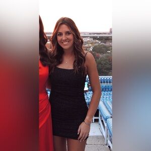 Black Glitter Mini Dress